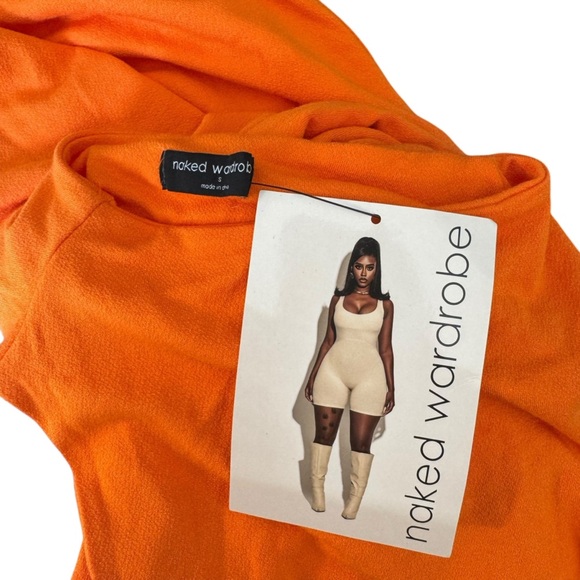 Naked Wardrobe - NWT Orange Halter Bodycon Midi Dress Sz S - Picture 8 of 8
